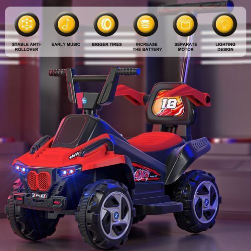 6V Kids Electric ATV 4-Wheeler Car Toy with LED Headlights and Bluetooth Connectivity