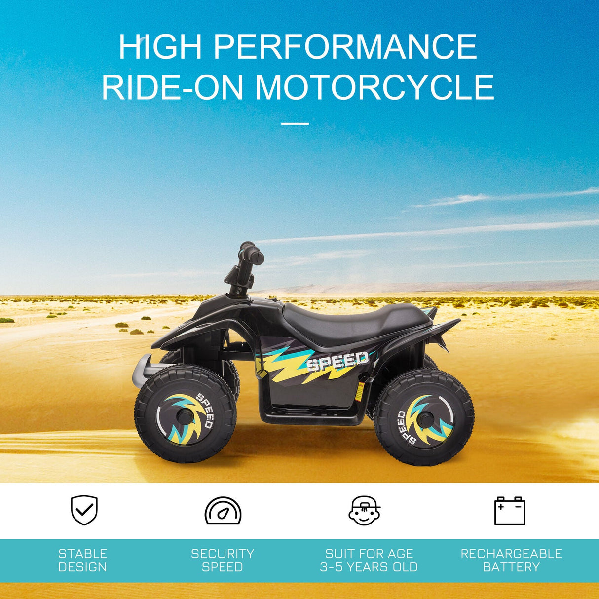 6V Kids Electric ATV 4-Wheeler Quad Toy with Forward and Reverse Function