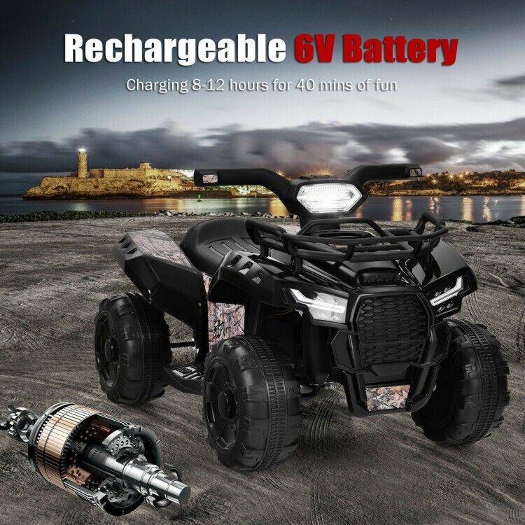6V Kids Electric ATV Quad with LED Light and MP3 Player
