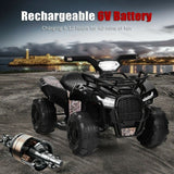 6V Kids Electric Ride On Quad Car with LED Lights and MP3 Player - Black