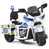 6V Kids Police Motorcycle Trike with Flashing Siren & Headlight - 3-Wheel Fun for Little Officers!