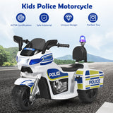 Police Motorcycle Trike for Kids with Headlight and Flashing Siren - 6V 3-Wheel Ride On