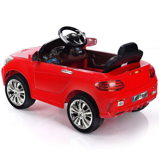 6V Kids Remote Control Ride-On Car with LED Lights - Red
