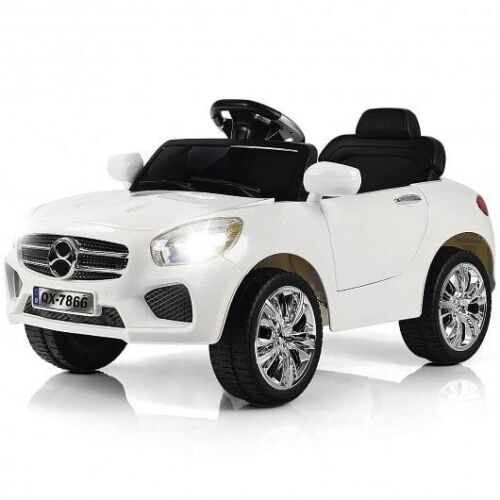 6V Kids Remote Control Ride-On Car with LED Lights - White