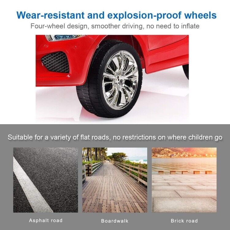 6V Kids Ride On Car with RC Remote Control, LED Lights, and MP3 Player - Red