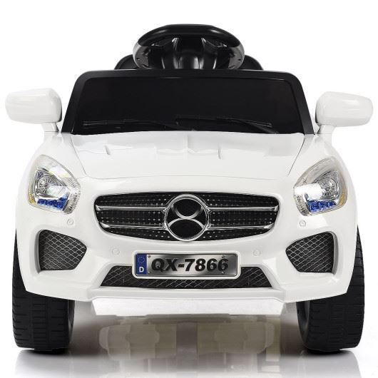 6V Kids Ride-On Car with Remote Control, LED Lights, and MP3 Player - White