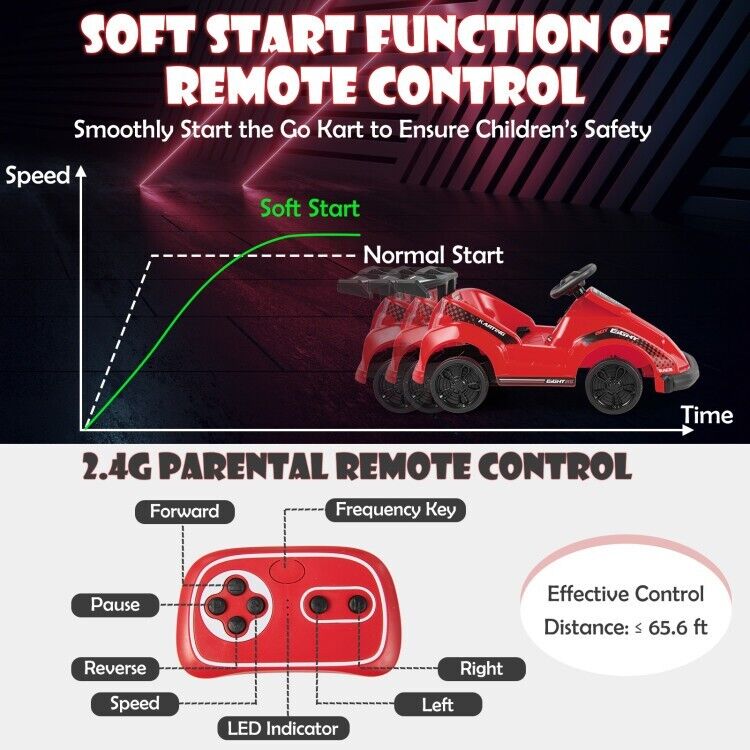 6V Kids Ride On Go Kart with Remote Control and Safety Belt - Toddler Driving Car Toy