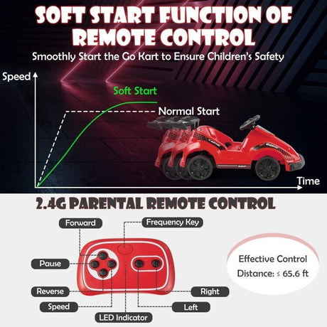 6V Kids Ride On Go Kart with Remote Control and Safety Belt - Toddler Driving Car Toy