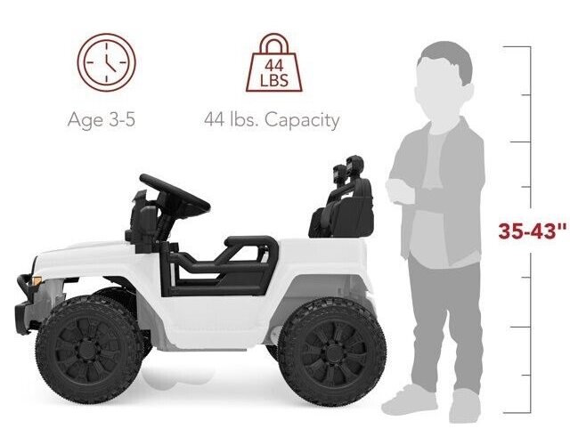 6V Kids Ride On Truck Car with LED Lights and Parental Remote Control - White Jeep for Ages 3 to 5 - Perfect Gift for Young Adventurers