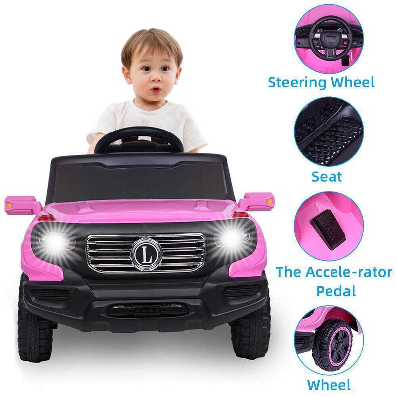 6V Pink Electric Ride-On Car Truck for Kids with Remote Control and LED Lights