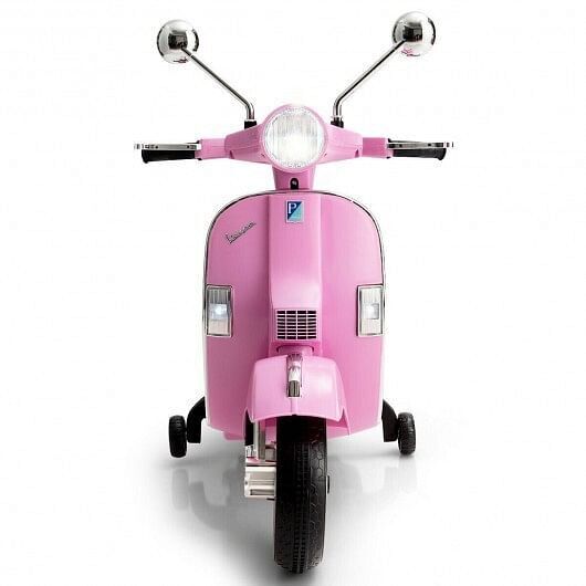 6V Pink Kids Vespa Scooter Motorcycle with Headlight, Fun Music & Sound Effects