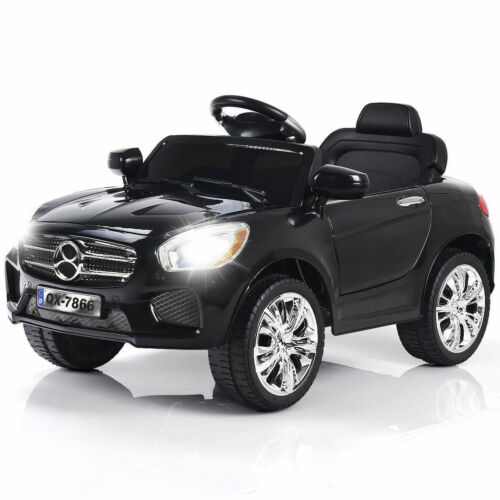6V RC Remote Control Ride-On Car with LED Lights and MP3 Player for Kids - Black
