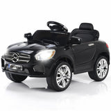 6V RC Remote Control Ride-On Car with LED Lights and MP3 Player for Kids - Black