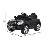 6V RC Remote Control Ride-On Car with LED Lights and MP3 Player for Kids - Black