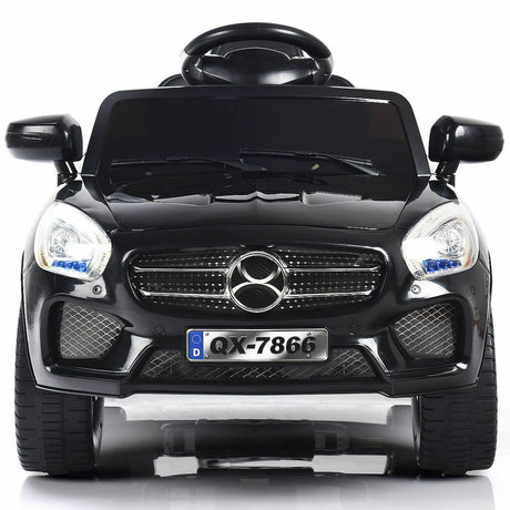 6V RC Remote Control Ride-On Car with LED Lights and MP3 Player for Kids - Black