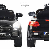 6V RC Remote Control Ride-On Car with LED Lights and MP3 Player for Kids - Black