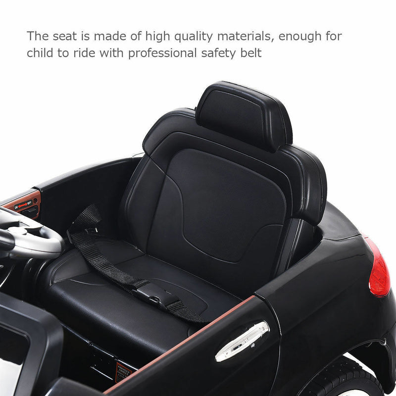 6V RC Remote Control Ride-On Car with LED Lights and MP3 Player for Kids - Black