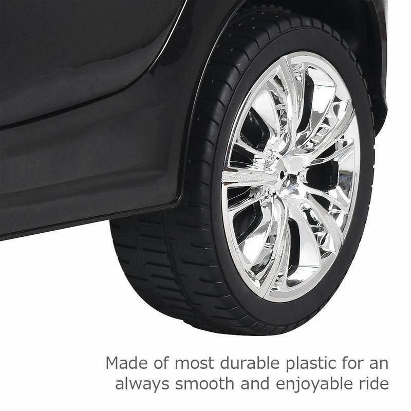 6V RC Remote Control Ride-On Car with LED Lights and MP3 Player for Kids - Black