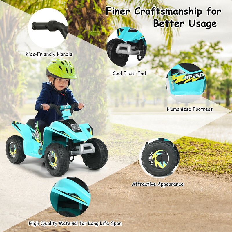 6V Rechargeable Electric ATV for Kids - Unisex Quad Bike for Boys and Girls