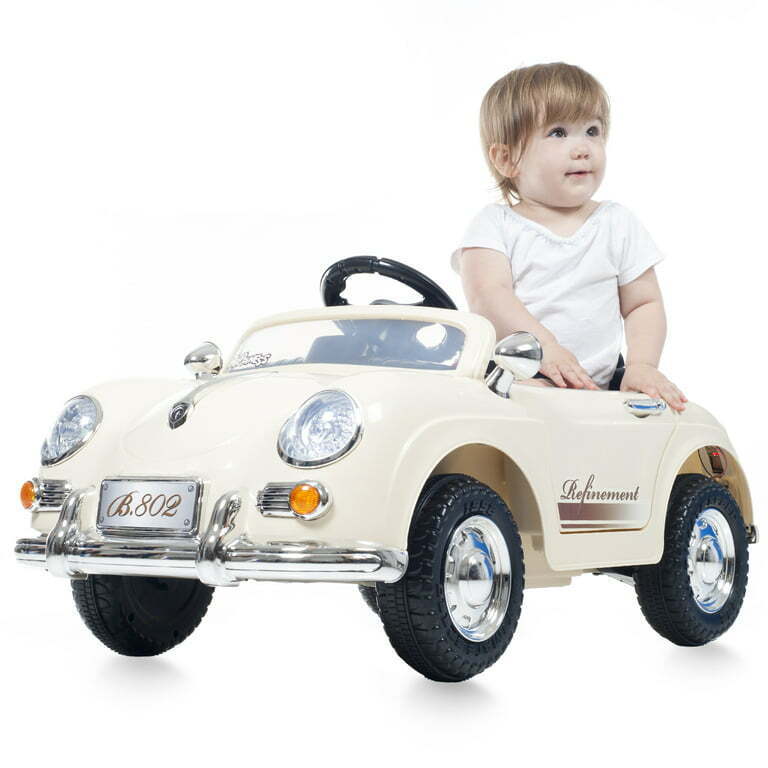 6V Remote-Controlled Ride-On Car for Kids Ages 3-6 (Cream)