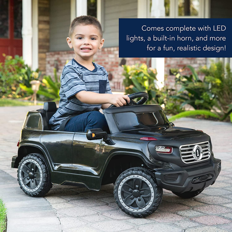 6V Ride-On Truck for Kids with Parent Remote Control, 3 Speeds, and LED Lights in Black