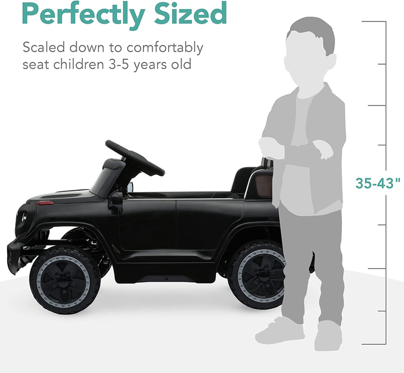 6V Ride-On Truck for Kids with Parent Remote Control, 3 Speeds, and LED Lights in Black