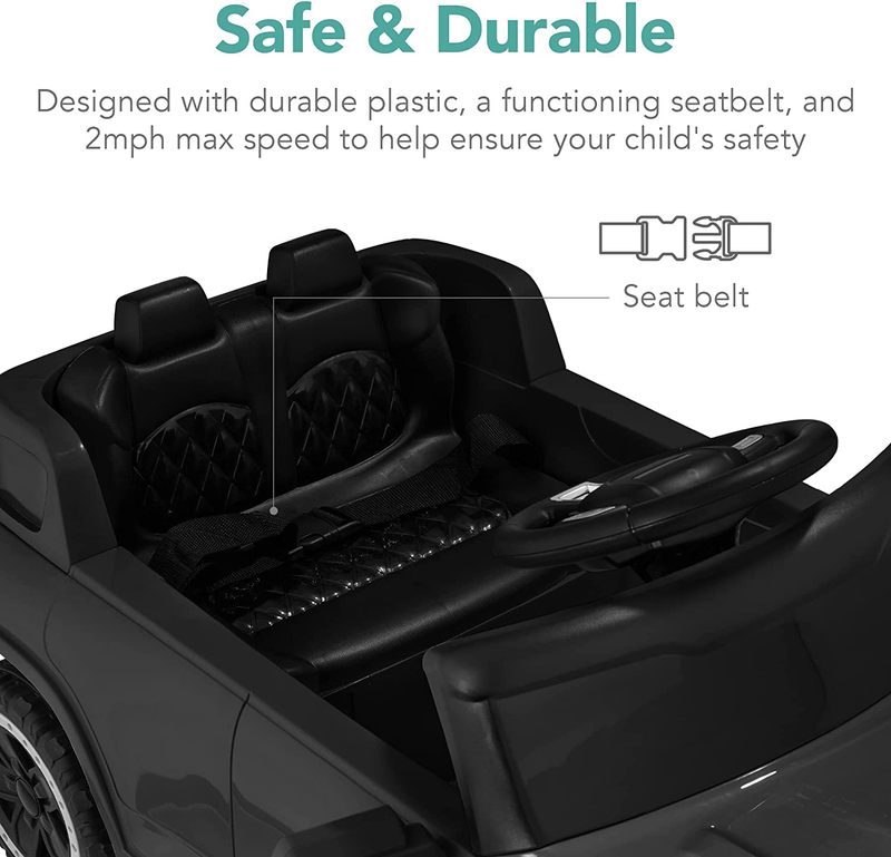 6V Ride-On Truck for Kids with Parent Remote Control, 3 Speeds, and LED Lights in Black