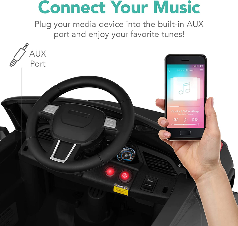 6V Ride-On Truck for Kids with Parent Remote Control, 3 Speeds, and LED Lights in Black