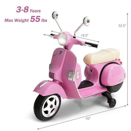 6V Vespa Scooter Motorcycle for Kids with Training Wheels and Headlight