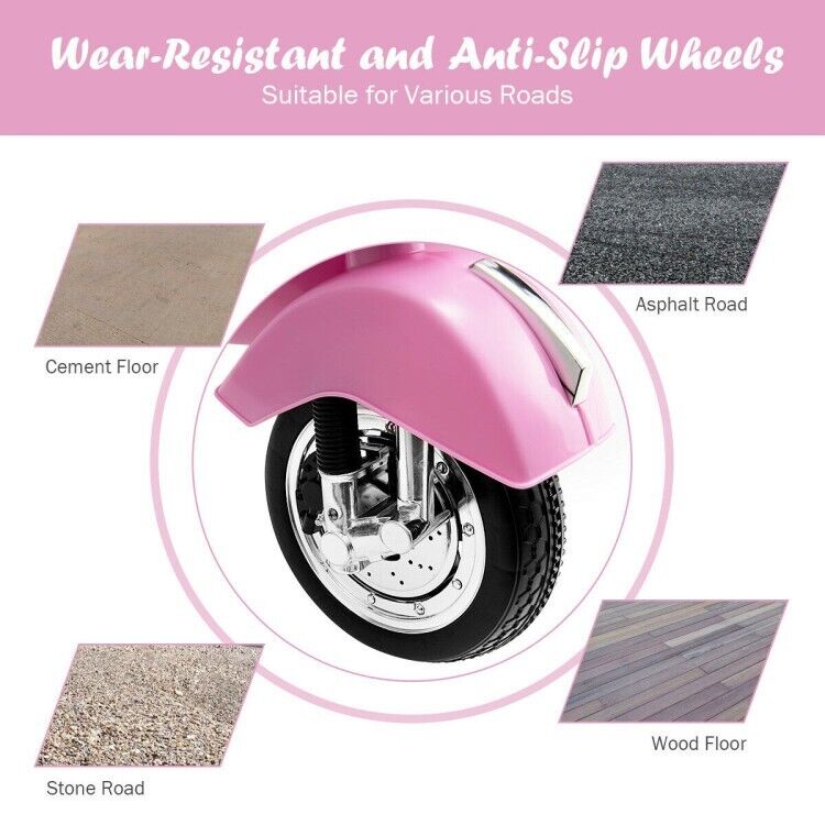 6V Vespa Scooter Motorcycle for Kids with Training Wheels and Headlight