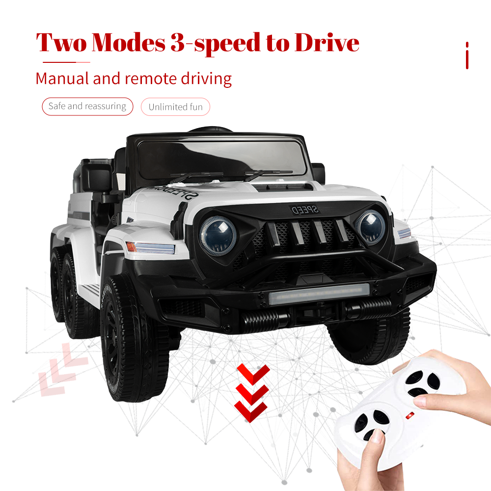 6WD Kids Ride-On Truck with Remote Control and Lockable Doors - 24V Power Wheels Toy