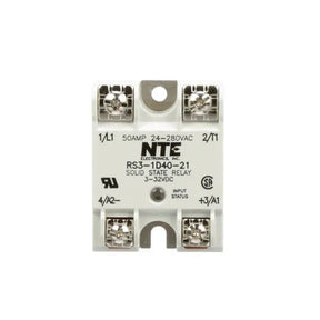 NTE Electronics, Inc. RS3-1D40-21 Relay, Power, 34 mA (Max.), 24 VDC, Solid State, Panel Mount, 3 to 32 VDC NTE