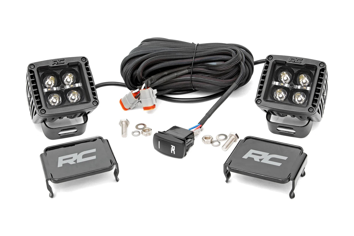 2 Inch Black Series LED Light Pods Spot | Square | Cool White DRL