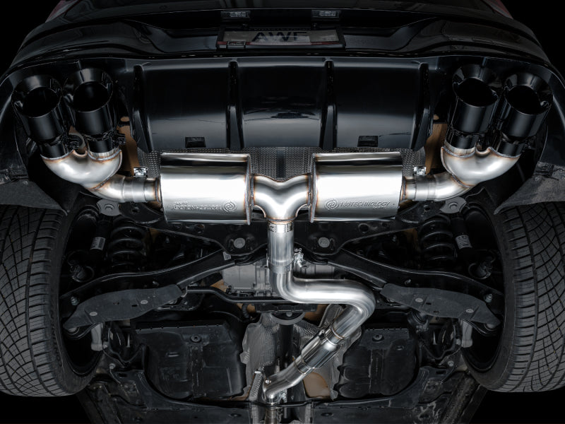 Échappement quadruple AWE MK8 pour Volkswagen Golf R 3 pouces Touring Edition - Embouts noirs diamantés