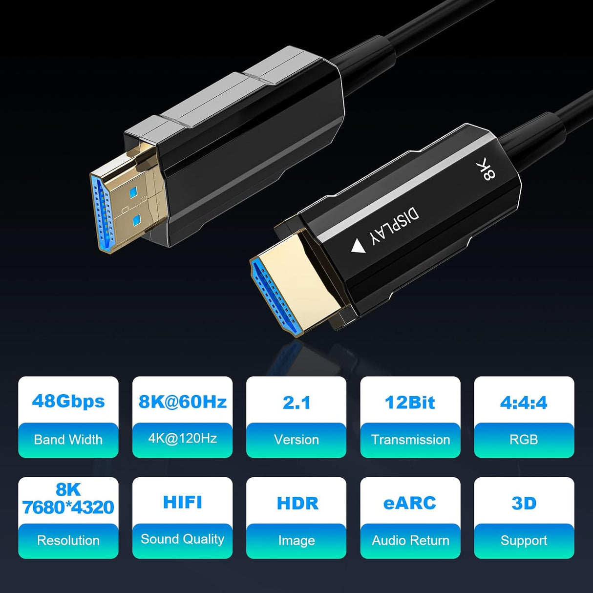 Fiber Optic HDMI Cable 100ft – 8K Ultra High Speed 48Gbps TekShack