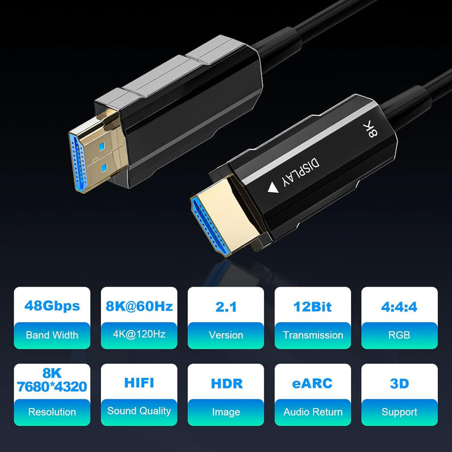 Fiber Optic HDMI Cable 100ft – 8K Ultra High Speed 48Gbps TekShack