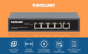 Intellinet 68W PoE-Powered 5-Port Gigabit Switch Intellinet