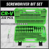 232PCS Ultimate Screwdriver Bit Set – Chrome Vanadium Steel with Ratchet & Case TekShack
