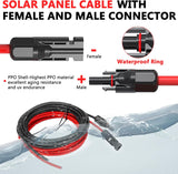 2x20FT Solar Panel Extension Cable 10AWG – Male/Female Waterproof Connectors – Red & Black Solar Cable for RV, PV Systems TekShack