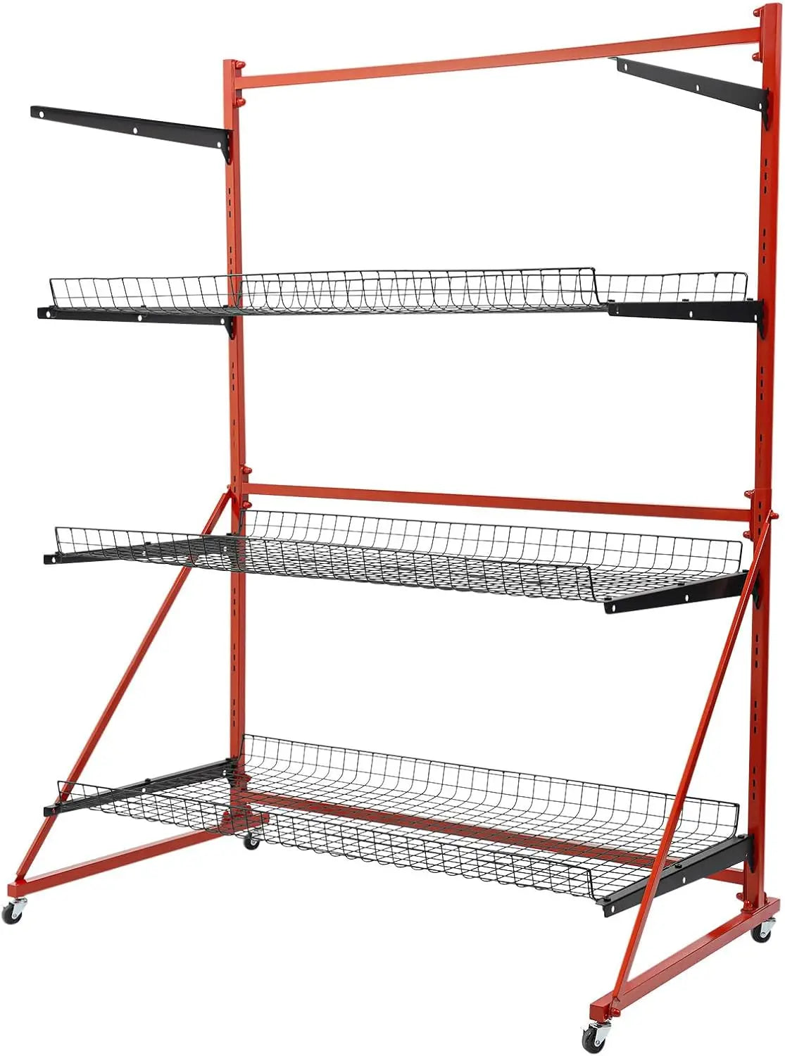 TTeralmon 3 Shelf Universal Auto Body Rolling Parts Storage Rack J-J-F-T-B-H
