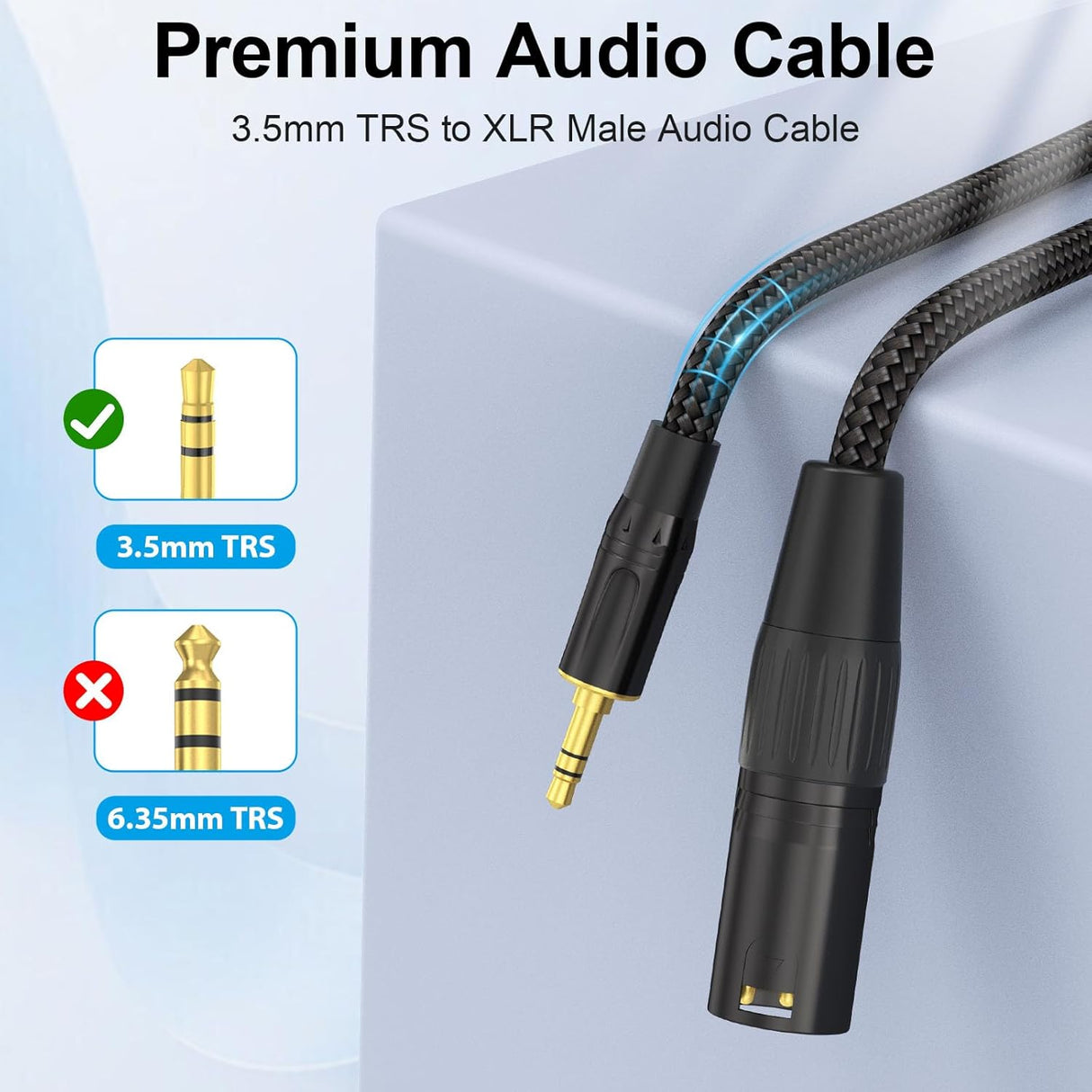 HOSONGIN XLR Male to 3.5mm TRS Male Cable – 6 ft HOSONGIN