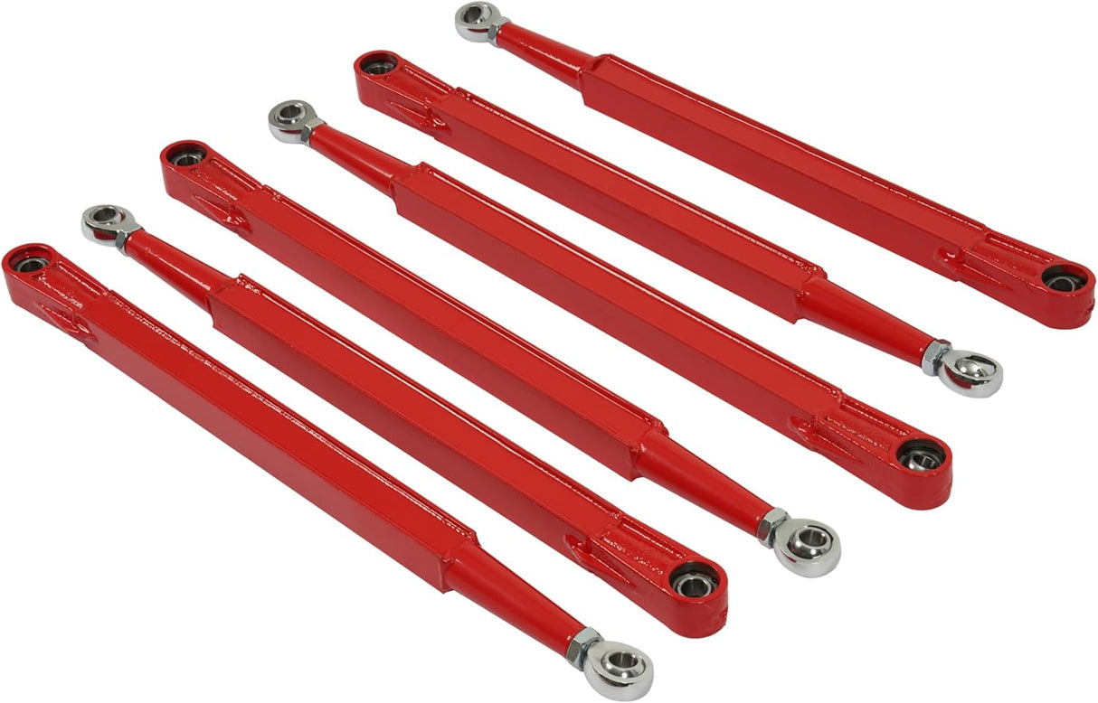 Heavy-Duty Steel Boxed Rear Radius Arm Set 6-Piece Red