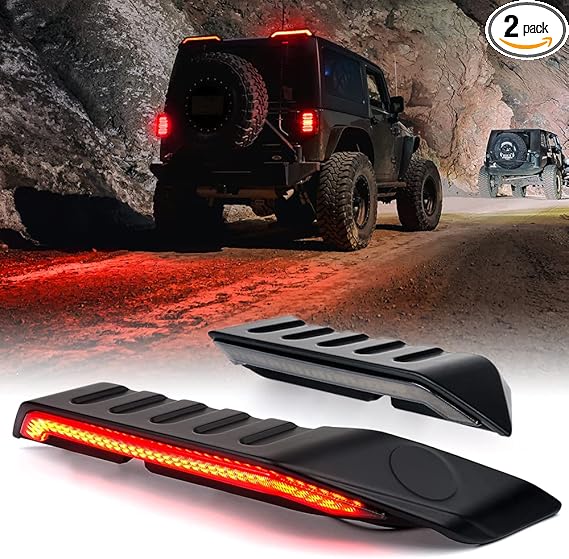 High Mount Brake Lights with Signal/Reverse/Brake/Running light Compatible with Jeep Wrangler JK JKU 2007-2018