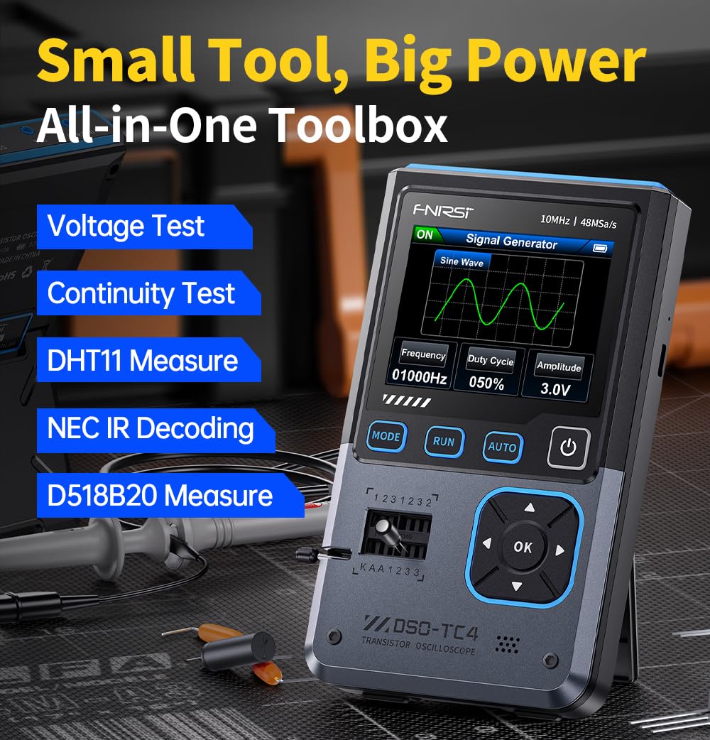 FNRSI DSO-TC4 3-in-1 Digital Oscilloscope/Transistor Tester/Signal Generator Mini