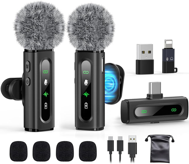 USB-C Wireless Lavalier Mic – Clip-On Mini Mic with Noise Cancellation TekShack