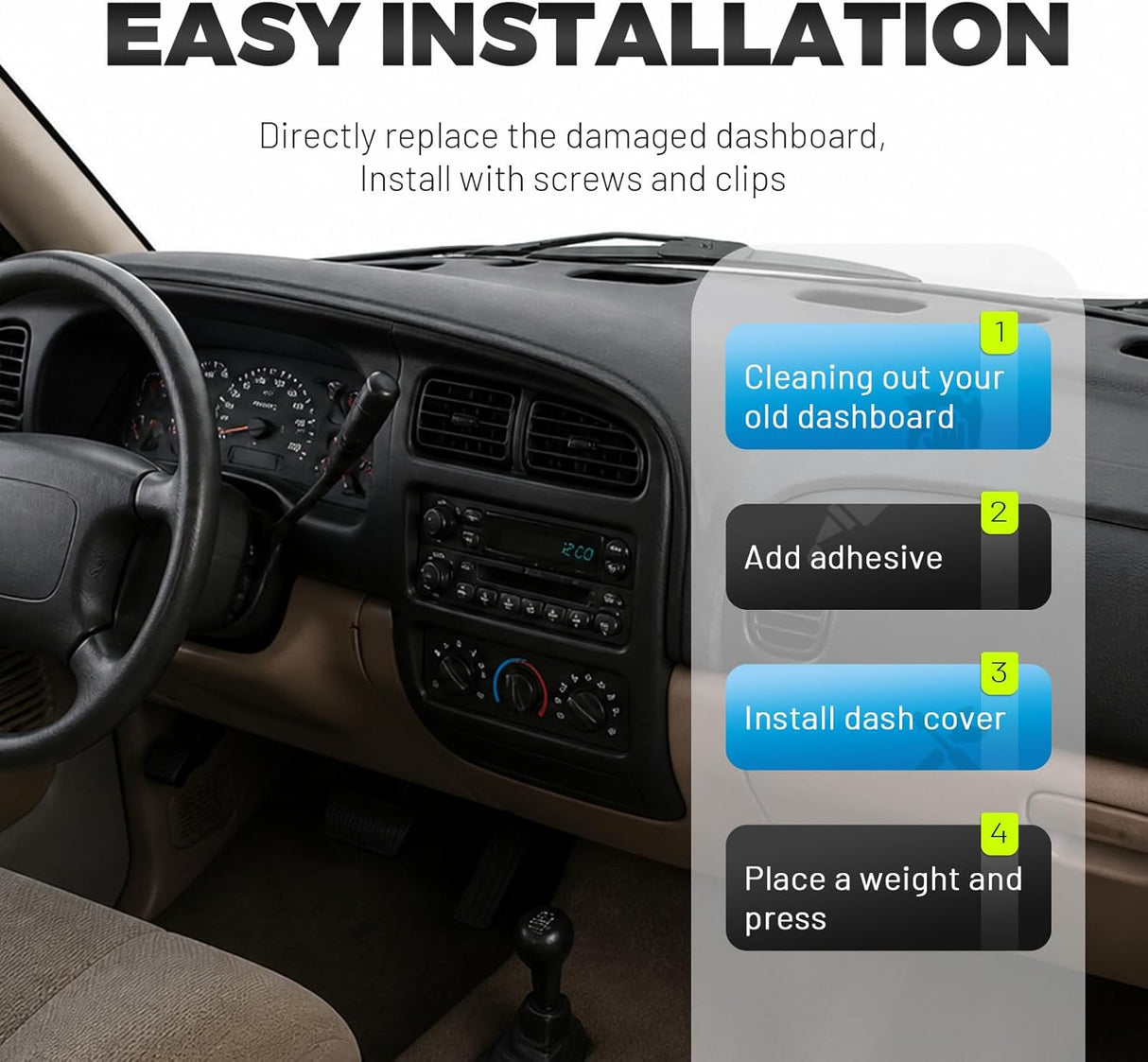 Full Dashboard Replacement Panel Compatible with 1998-2002 Dodge Ram
