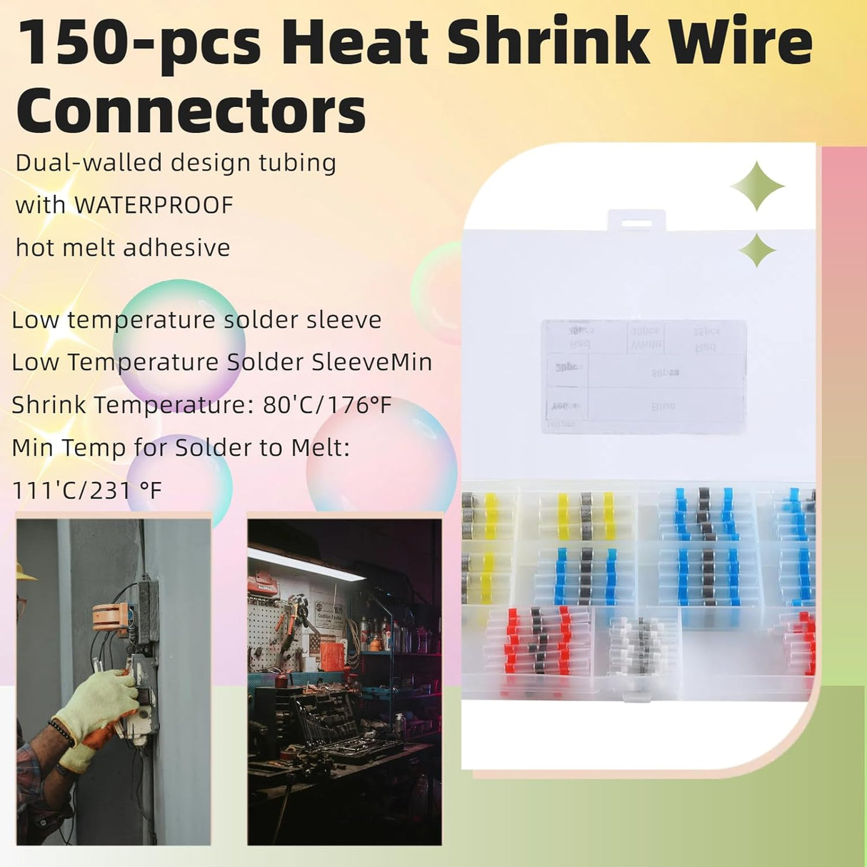 150 PCS Heat Shrink Solder Connector Kit TekShack