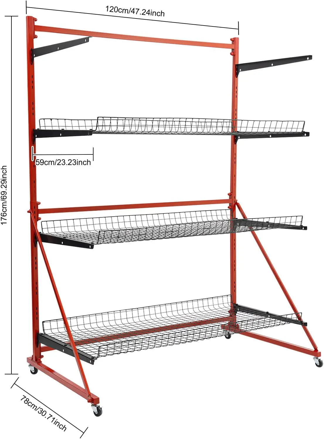 TTeralmon 3 Shelf Universal Auto Body Rolling Parts Storage Rack J-J-F-T-B-H