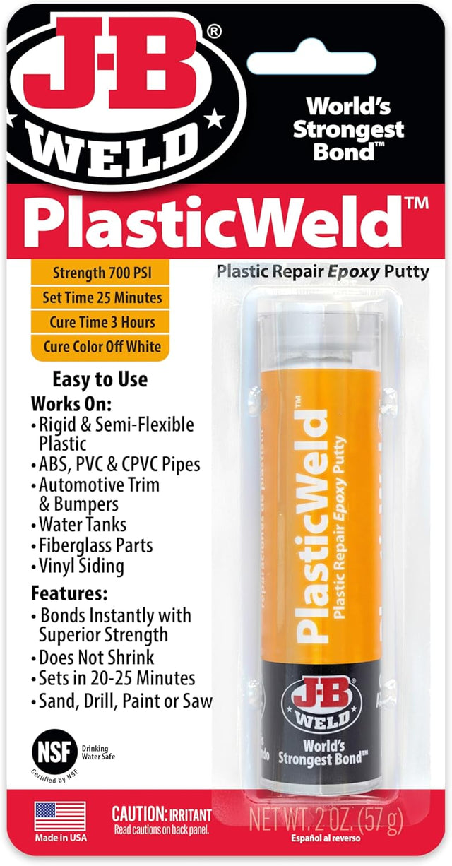 PlasticWeld Plastic Repair Epoxy Putty - 2 oz. TekShack