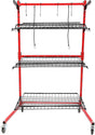 Rolling 3 Shelf Auto Body Parts Storage Rack Steel Red